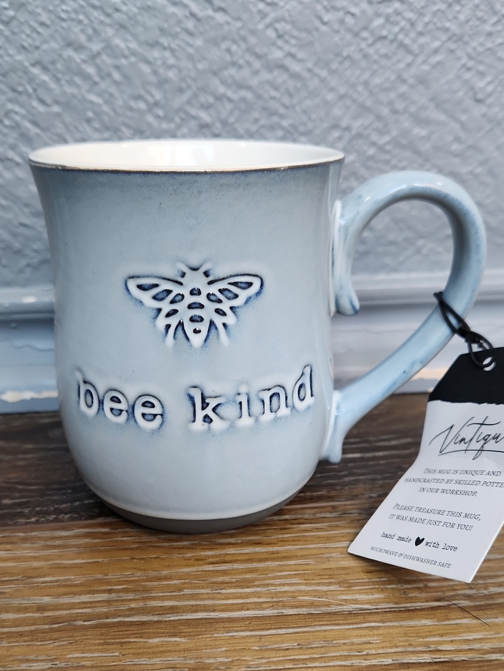NWT Bee Kind Blue Ceramic Mug